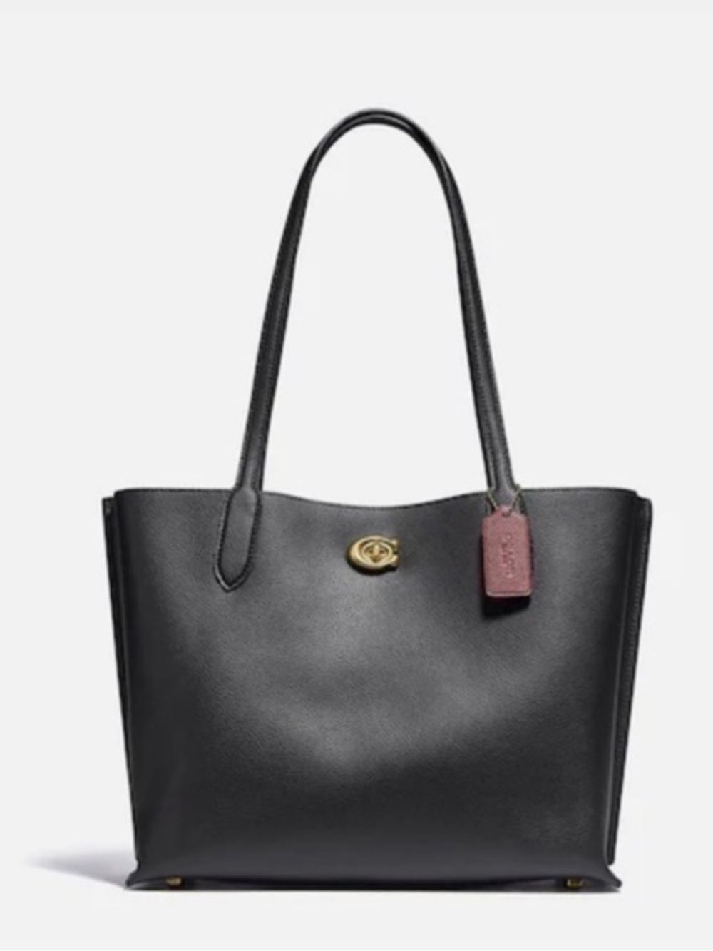 💚Coach Willow Black Pebbled Leather Tote with Gold Hardware